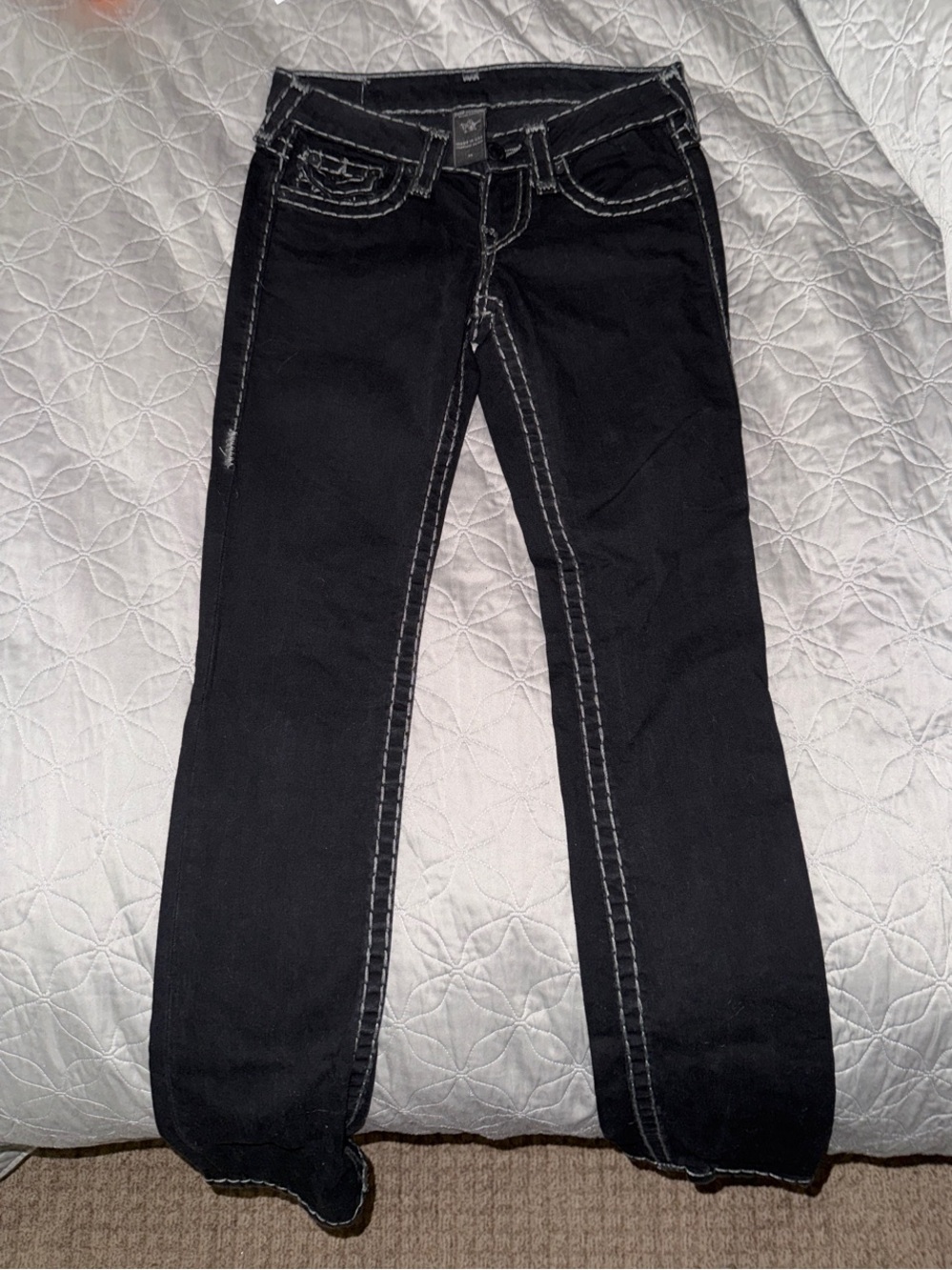 True Religion Black Women's Jeans with Contrast Stitching